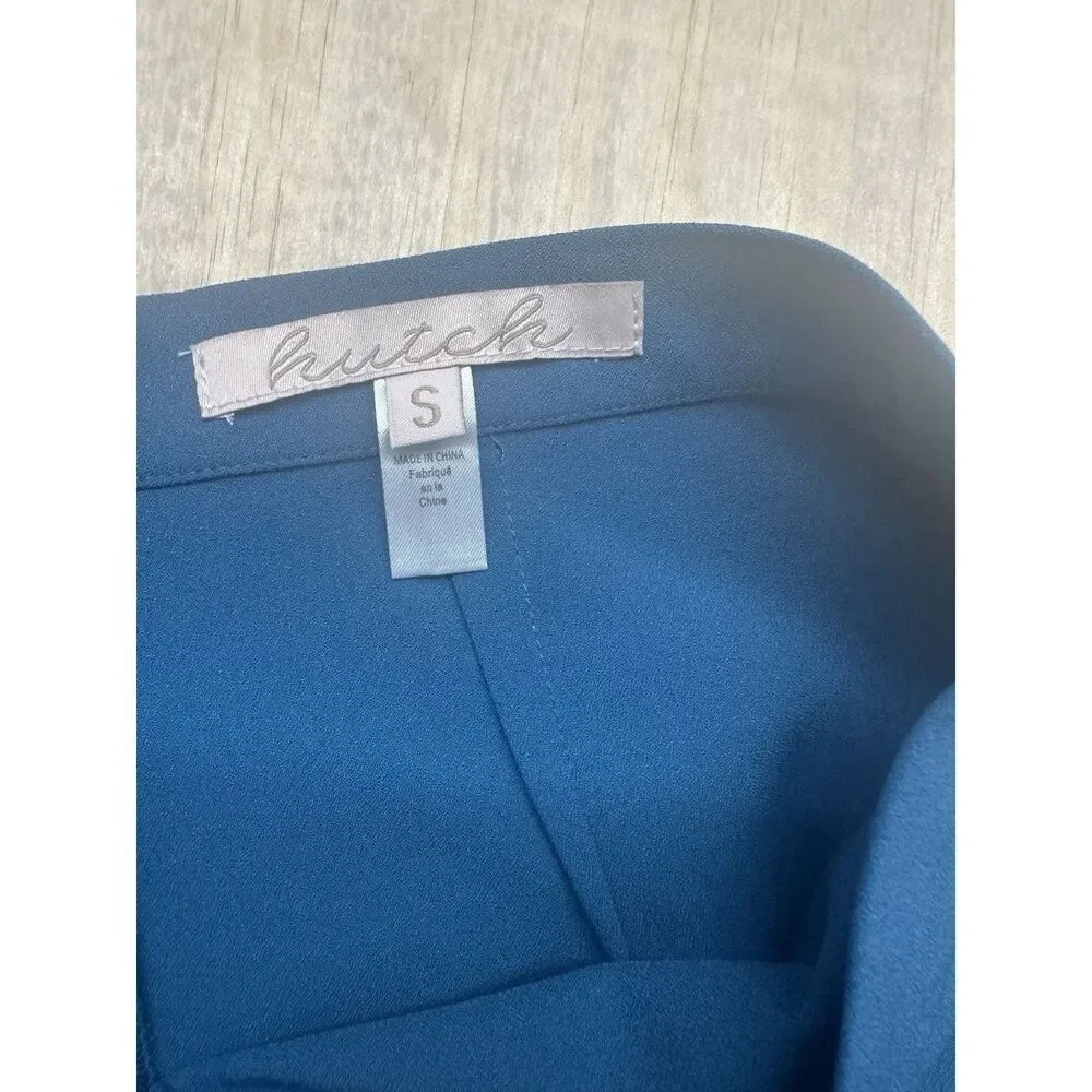 Anthropologie HUTCH Blue Wide Leg Flare Sz S Pants Light Weight Back‎ Hidden Zip